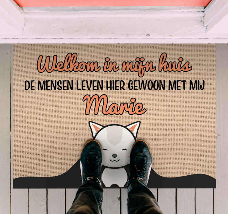 Welkom in mijn huis vinyl tapijt met naam - TenStickers