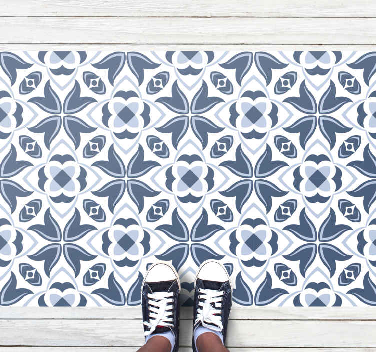 Alfombra vinílica mosaico elegante patrón gris - TenVinilo