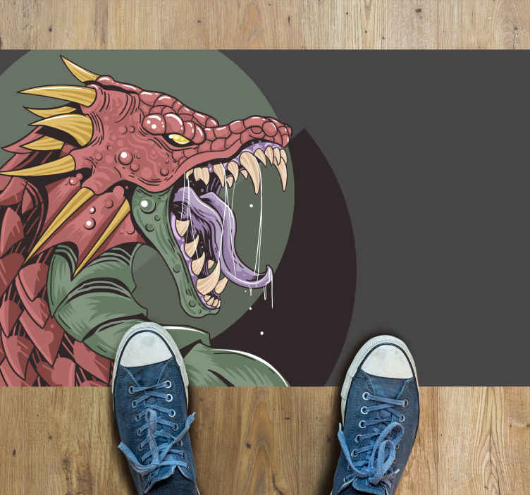 Dragehovedillustration vinyl tæppe til teenagere - TenStickers