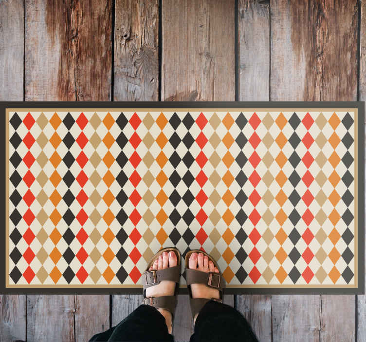 Tappeto in vinile stile retro/vintage Diamanti multicolori retrò