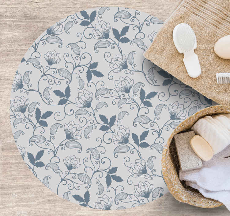 Floral blue "Hamptons" pattern rug TenStickers