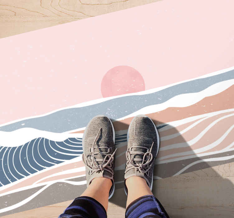 Tappeto in vinile per salone Curva disegno astratto colorato