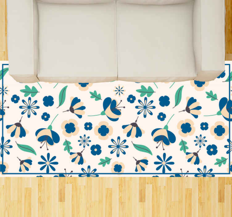 Tappeto in pvc con fiori e piante Bianco provinciale francese