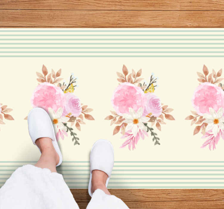 French Provincial striped flower rug TenStickers