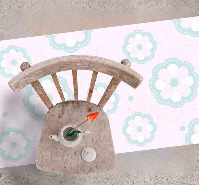 Tappeto in pvc con fiori e piante Fantasia shabby chic rosa