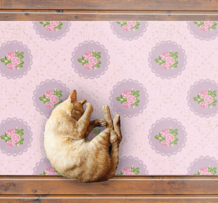 Tappeto in pvc con fiori e piante Rosa shabby chich