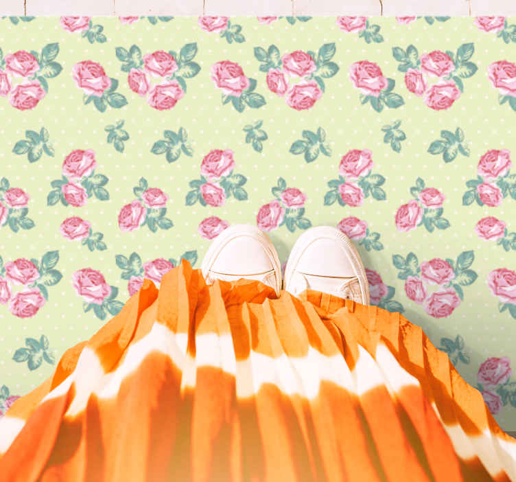 Tappeto in pvc con fiori e piante Fiore verde shabby chich