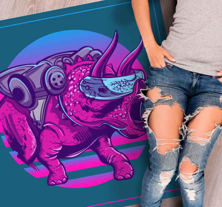 Cybernetic Rhino Illustration animal vinyl rug