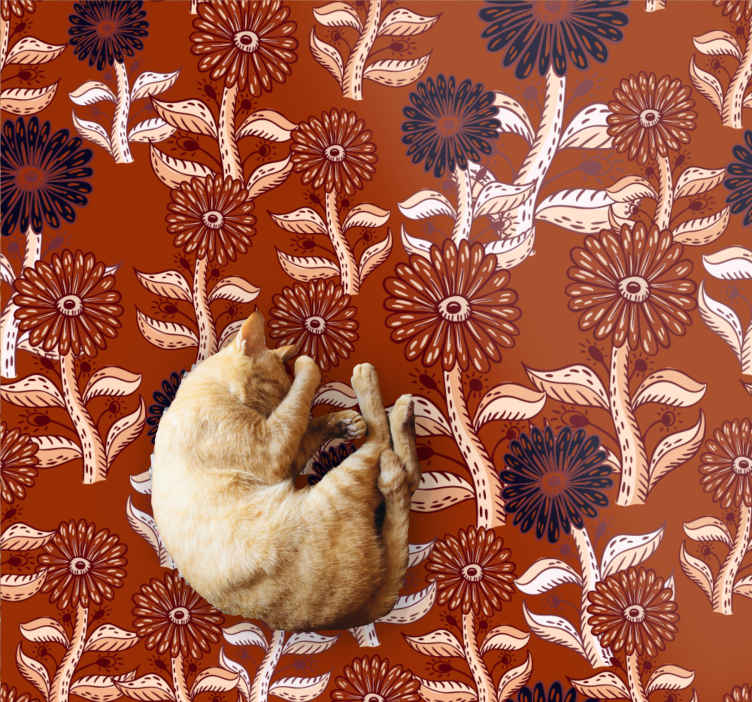 Tappeto in pvc con fiori e piante Disegno di girasole in stile af