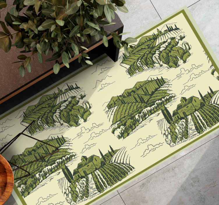 Tappeto in vinile stile retro/vintage Scena rurale