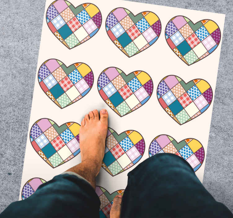 Tappeto in vinile stile retro/vintage Motivo a cuore colorato pat