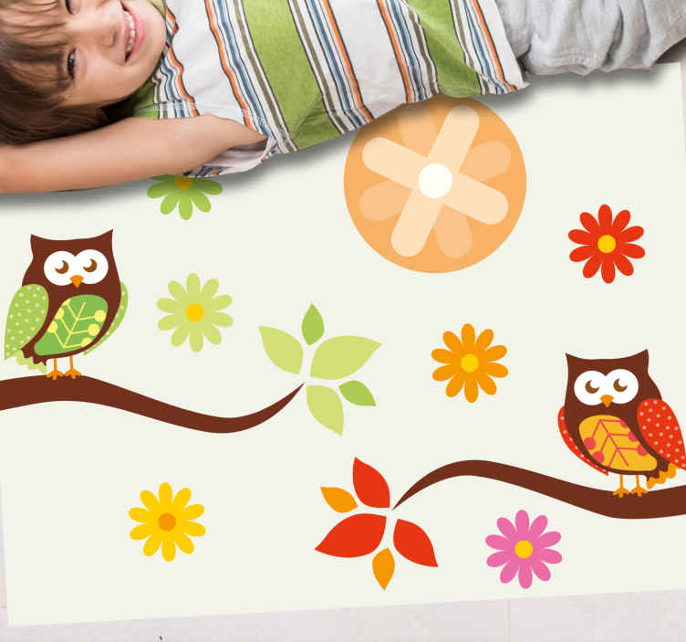 Colorful Nursery Owls nursery vinyl rug