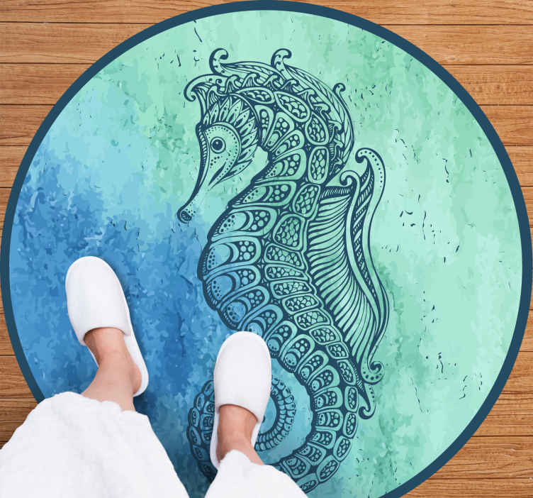 Seahorse Circular Pattern animal vinyl rug - TenStickers