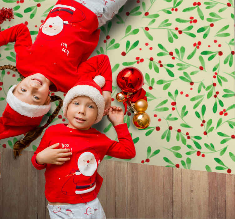 Tappeto in vinile per salone Motivo bacche di natale