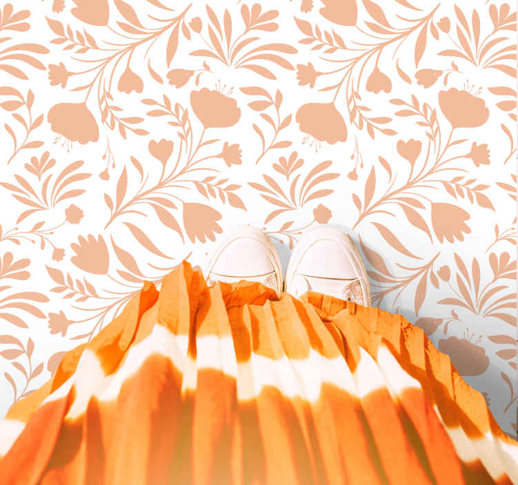 Tappeto in pvc con fiori e piante Motivo foglie vintage rosa