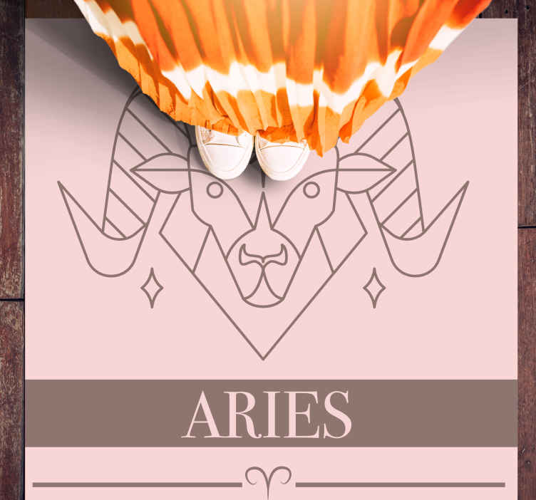 Aries pink card zodiac sign design vinyl rug - TenStickers