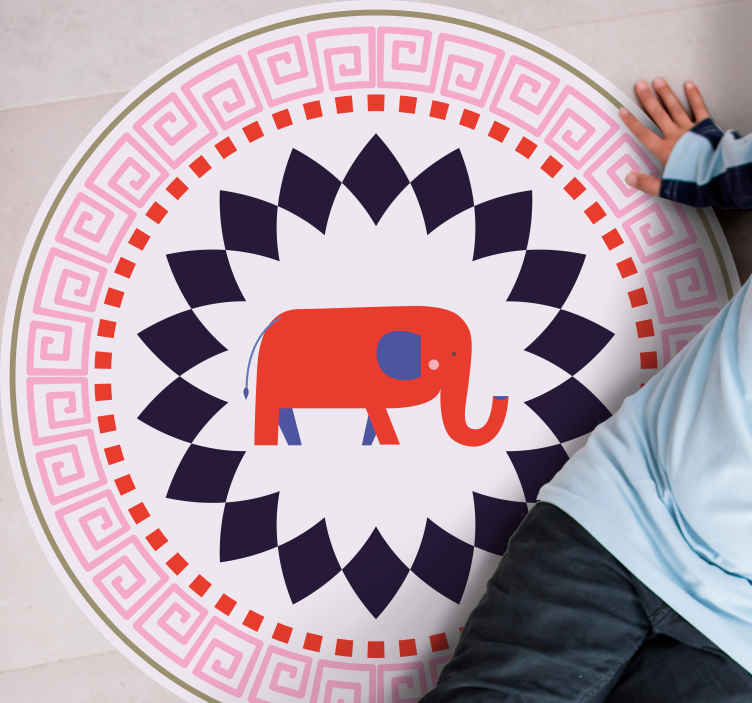 Tappeto in pvc per bebé Elefante etnico rosso