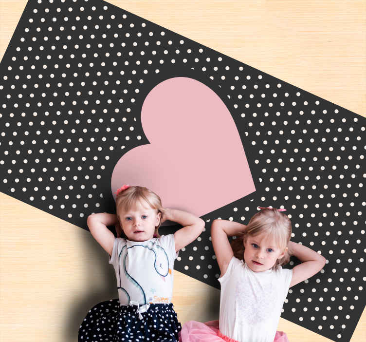 Tappeto in pvc per bebé Cuori rosa e pois