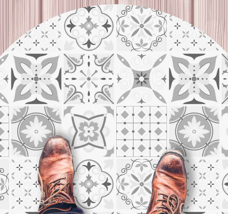 Monochrome Mosaic tile vinyl carpet