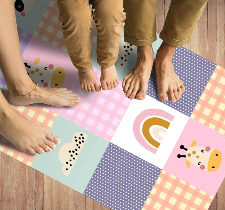 Alfombra vinílica infantil mosaico juguetón - TenVinilo