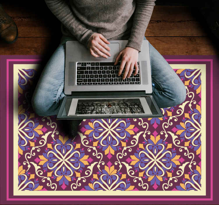 vinylový koberec geometrické tvary ozdobný vzor dlaždíc - Tenstickers