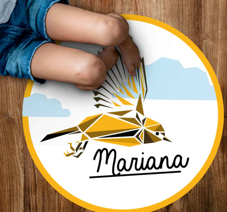 Gepersonaliseerde vogel vinyl tapijt met naam - TenStickers