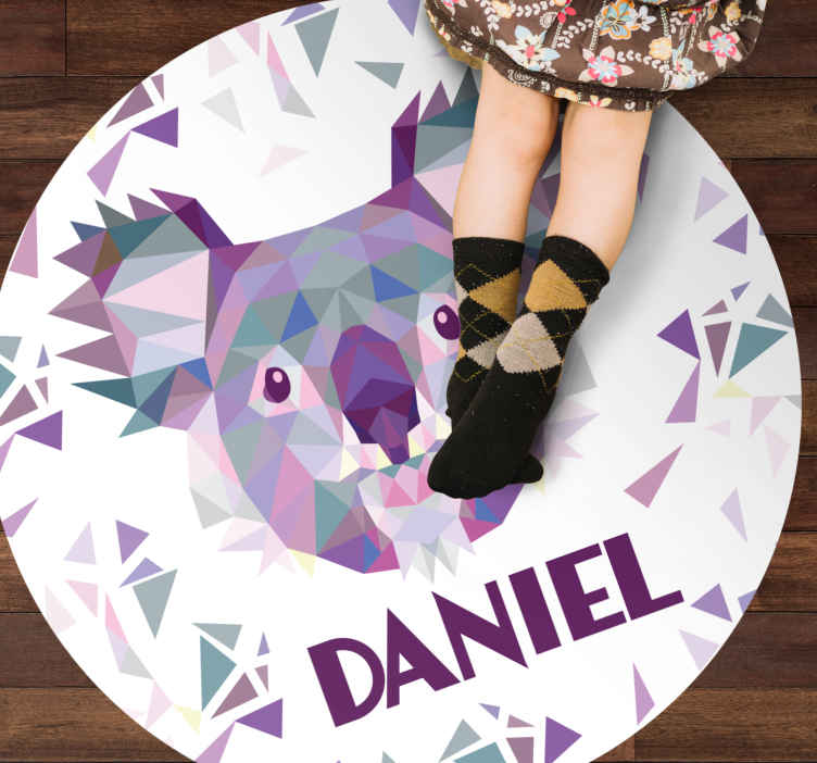 Geometrische beer vinyl tapijt met naam - TenStickers