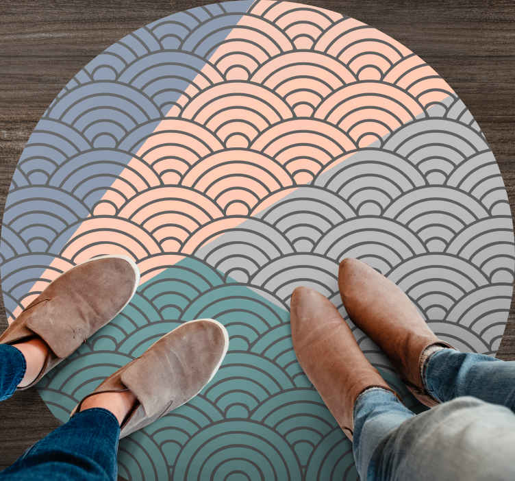 vinylový koberec s geometrickýmy tvarmi vzor vlniatych vĺn - Tenstickers