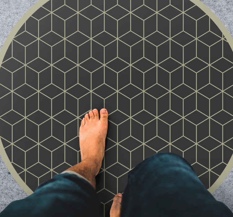 Geometric gray and black diamond pattern rug TenStickers