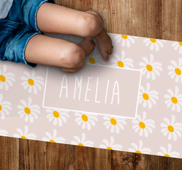 Tapis vinyle personnalisé motif marguerite personnalisé - TenStickers