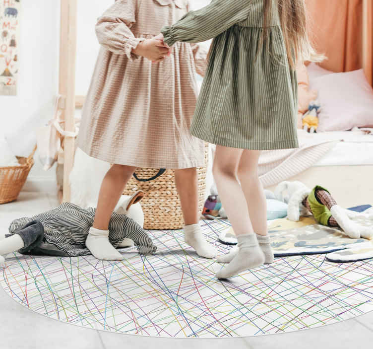 Alfombra vinilo infantil líneas de colores - para decorar un