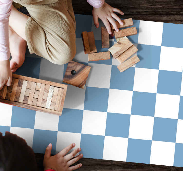 Alfombra vinílica dormitorio tonos  azul y blanco - TenVinilo
