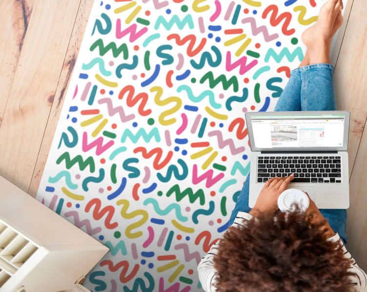 Abstract coloured shapes modern rug - TenStickers