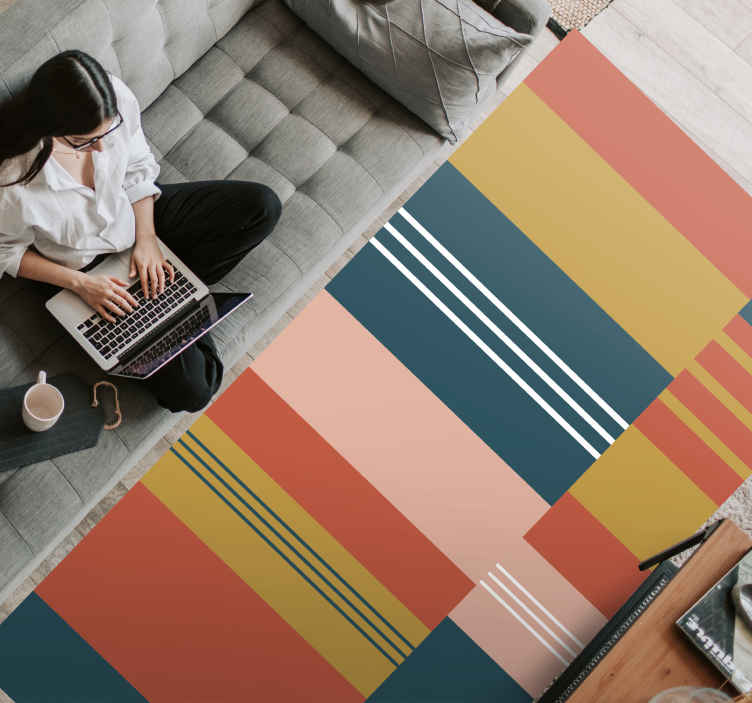 Abstract block Lines modern rug - TenStickers