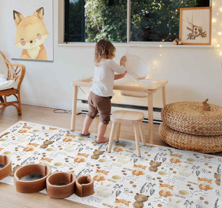 Alfombra vinílica infantil amigos animales felices - TenVinilo