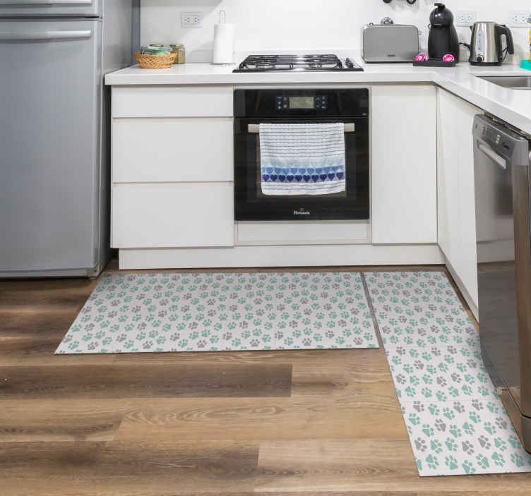 Alfombra de cocina patrón de patitas - TenVinilo