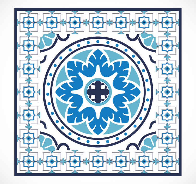 Blue tiles floor mat - TenStickers