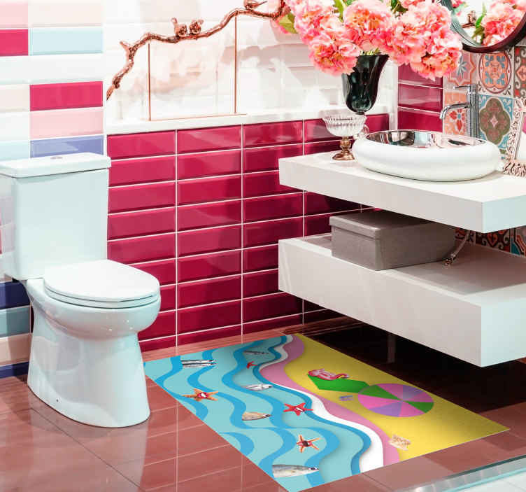 Alfombras vinílicas modernas playa kitsch - vinilo para baño