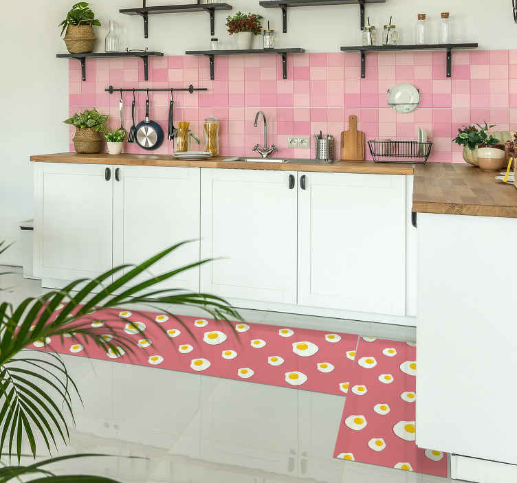 Spiegelei-ontwerp vinyl vloerkleed keuken - TenStickers