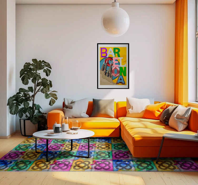 Krásné barevné dlaždice vinylový koberec - TenStickers
