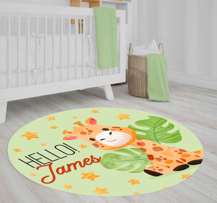 Giraffe Custom Name Animal Rug - TenStickers