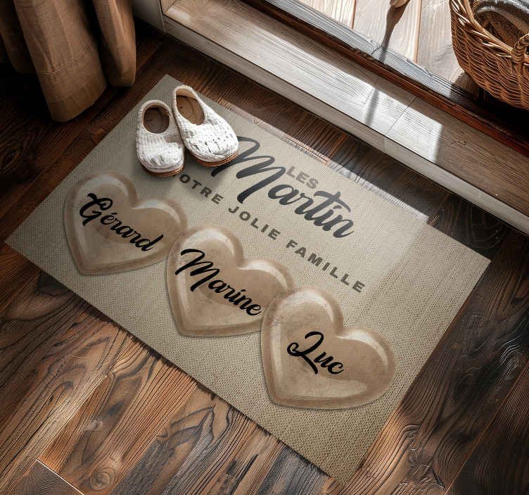 Tapis vinyle entrée notre charmante famille - TenStickers