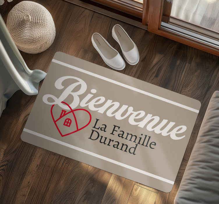 Tapis vinyle entrée bienvenue nom de famille - TenStickers