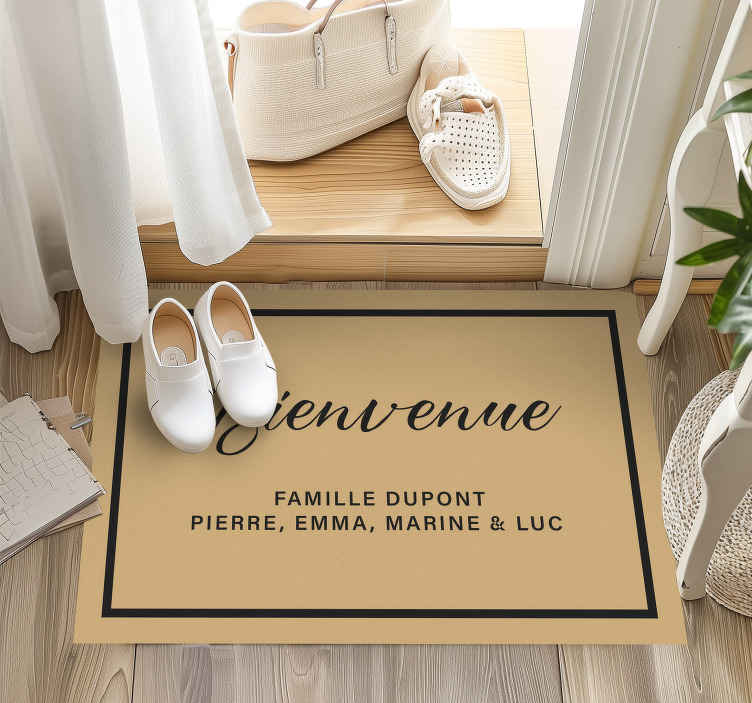 Tapis vinyle entrée bienvenue famille personalisée - TenStickers