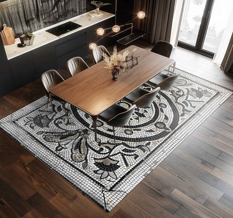 Alfombra vinílica comedor diseño art nouveau - TenVinilo