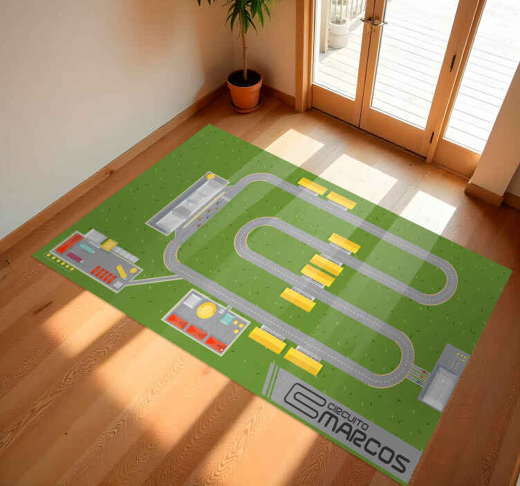 Racebaan speeltuin vinyl tapijt met naam - TenStickers