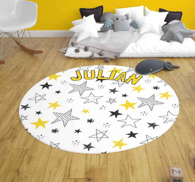 Aangepast sterrenthema vinyl tapijt met naam - TenStickers