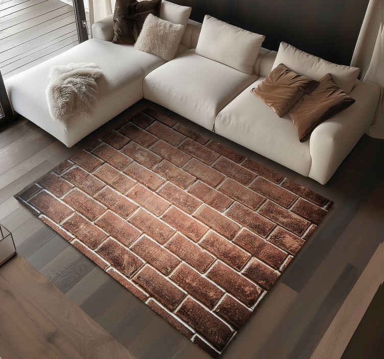 Tapis vinyle salon illusion de brique - TenStickers