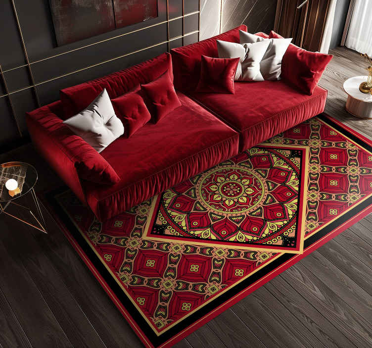 Tappeto vinile rosso design classico ornamentale - TenStickers