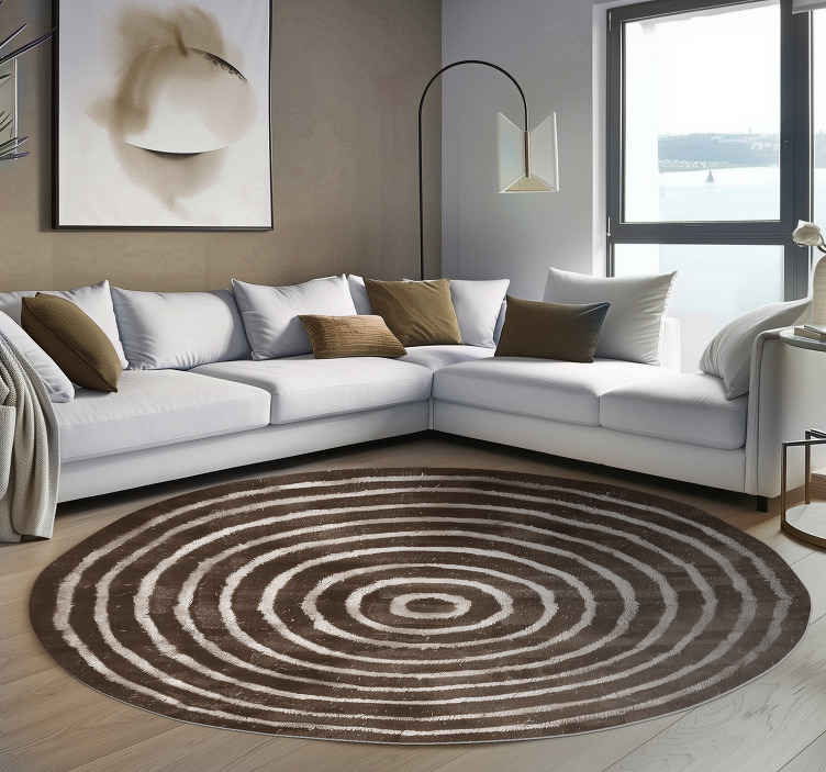 Alfombra vinilica beige círculos concéntricos - TenVinilo